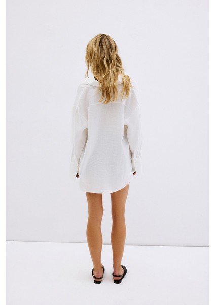 Premium Sedef Düğmeli Keten Gömlek