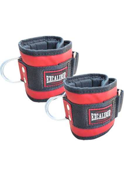 Fitness Hakiki Deri Ayak Bilek Kayışı Kırmızı Çift