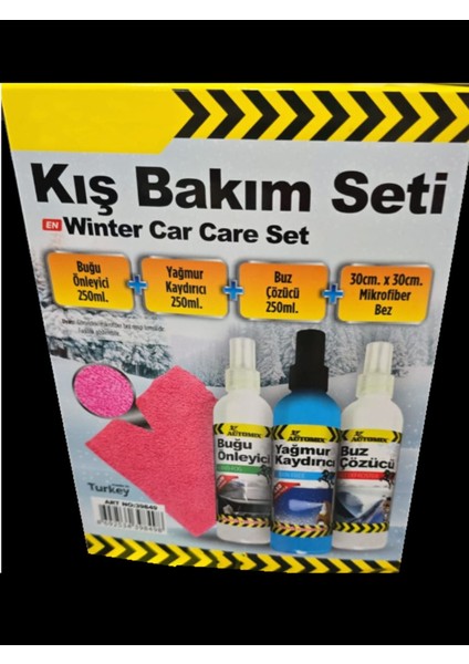 Araç Kış Bakım Seti Buğu Önleyici Yağmur Kaydırıcı Buz Çözücü Mikrofiber Bez Winter Car Care