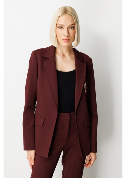 Cebi Armalı Süs Düğmeli Ceket Bordo 05033