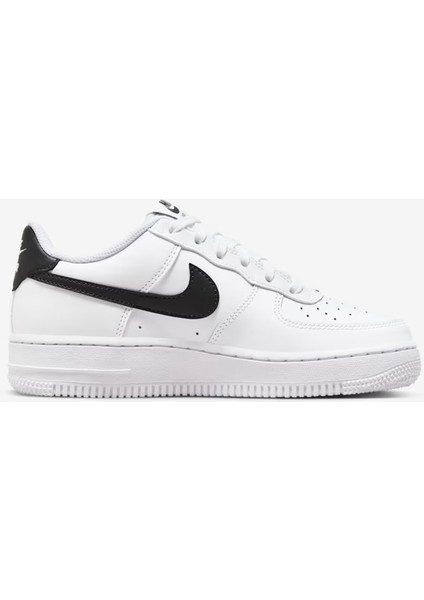 Air Force 1 Af1 Gs Leather Unisex Sneaker Swoosh Hakiki Deri Günlük Spor Ayakkabı Beyaz Siyah