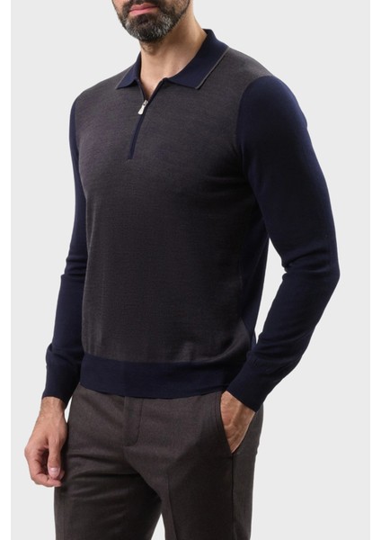 % 100 Yün Regular Fit Yarım Fermuarlı Polo Yaka Kazak Erkek Polo Yaka Kazak 43108 14713 598 fırsatları