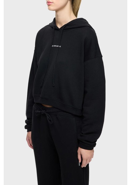 Pamuklu Regular Fit Kapüşonlu Yaka Logolu Sweat Bayan Sweat Lbnooscorfuhd