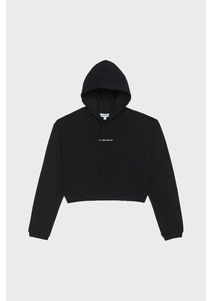 Pamuklu Regular Fit Kapüşonlu Yaka Logolu Sweat Bayan Sweat Lbnooscorfuhd