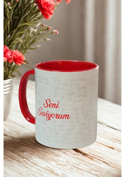 Seni Seviyorum Yazılı Porselen Kupa – Tüm Dillerde “seni Seviyorum” Temalı Aşk Kupası