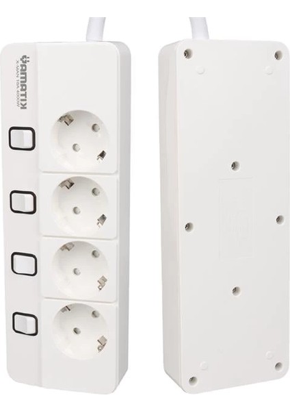 X-MAN-104 A-Class 4'lü Ayrı Anahtarlı 2 Metre Akım Korumalı Grup Priz 1400 Joule fiyatları