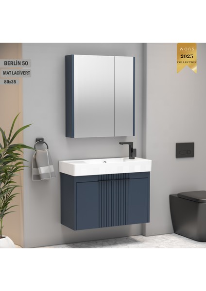 Berlin 80 cm Lacivert Banyo Dolabı
