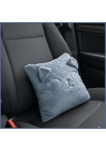 Kedi Nakış Desenli Pelüş Seyahat Yastığı | Araç Uçak Otobüs Için Yumuşak Konforlu Kırlent 30X35 cm modelleri