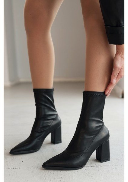 Ardews Mat Deri Topuklu Çorap Bot Siyah modelleri