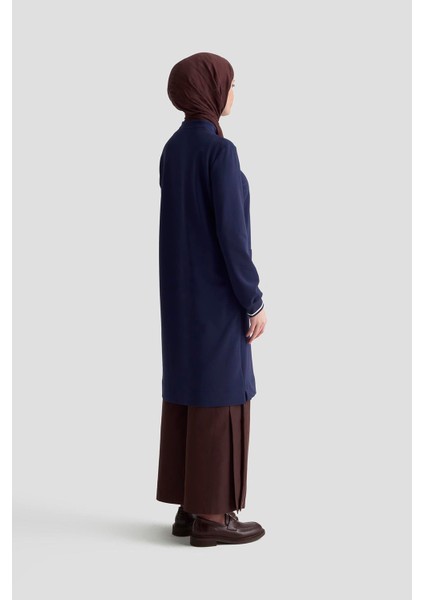 Kolları Ribanalı Yarım Fermuarlı Tunik Lacivert 25KT443 indirimleri