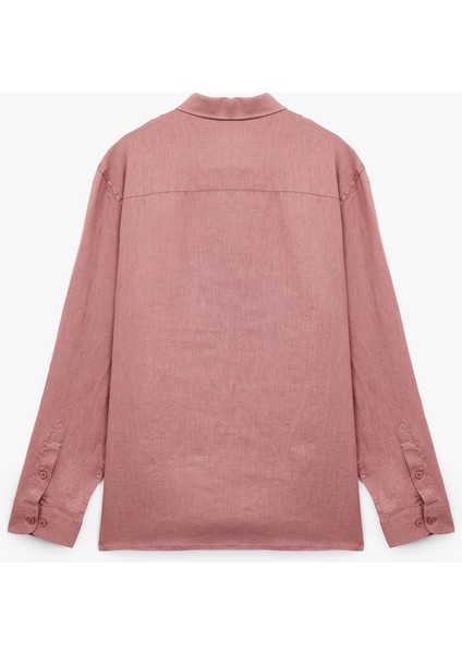 Regular Fit Klasik Yaka Uzun Kollu Keten Gömlek fırsatları