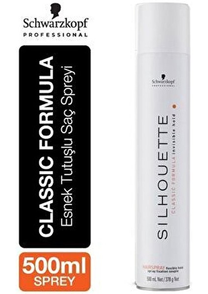 Silhouette Saç Spreyi Esnek Tutucu Beyaz 500 ml Hızla Kuruyan Formül