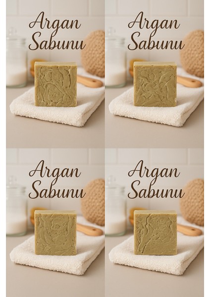 4 Adet Argan Sabunu – Yoğun Nemlendirici & Cilt Onarıcı El Yapımı Sabun 110G
