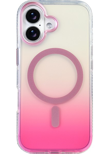 iPhone 17 Kılıf M-Safe Şarj Özellikli Transparan Renk Geçişli Klcr Toros Kapak - Gri