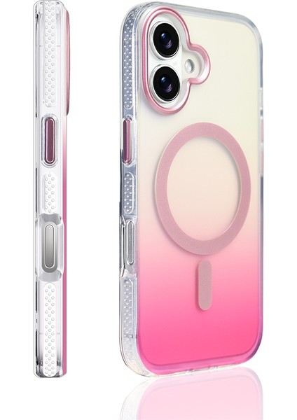 iPhone 17 Kılıf M-Safe Şarj Özellikli Transparan Renk Geçişli Klcr Toros Kapak - Gri