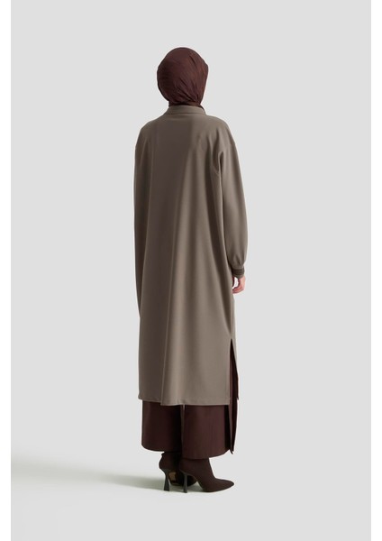 Kolları Ribanalı Boydan Fermuarlı Cepli Giy Çık Vizon 25KT557 indirimleri