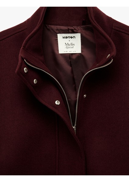 x Melis Ağazat - Uzun Kollu Cepli Fermuarlı Dik Yaka Kaşe Mont modelleri