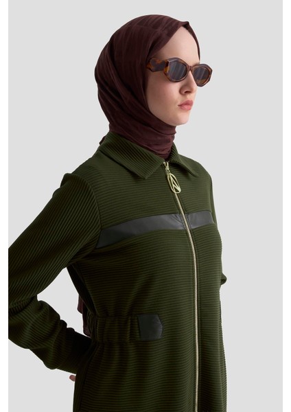 Deri Detaylı Fitilli Pantolonlu Ikili Takım Haki 25KT649 fiyatları