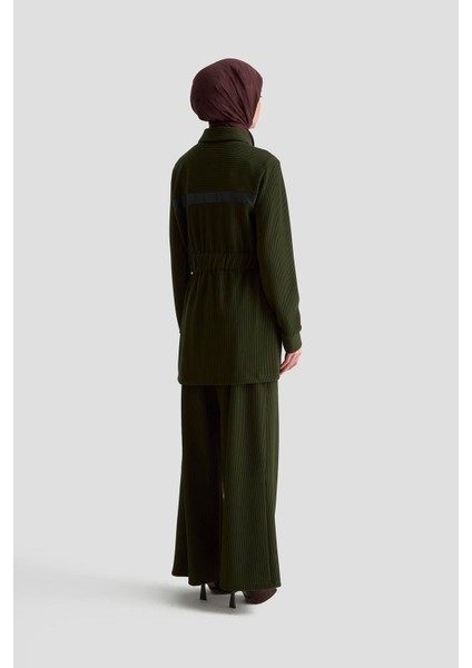 Deri Detaylı Fitilli Pantolonlu Ikili Takım Haki 25KT649 indirimleri