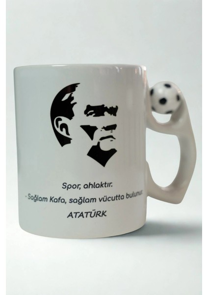 Atatürk Sözlü Futbol Topu Kulplu Porselen Kupa – Spor Ahlaktır Temalı Kahve Kupası fırsatları