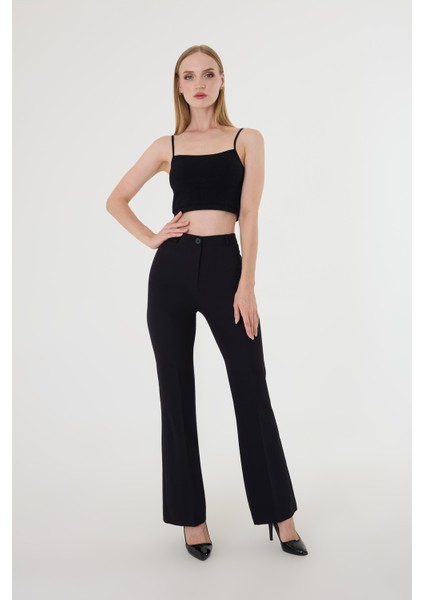 Kadın Siyah Ispanyol Paça Pantolon modelleri