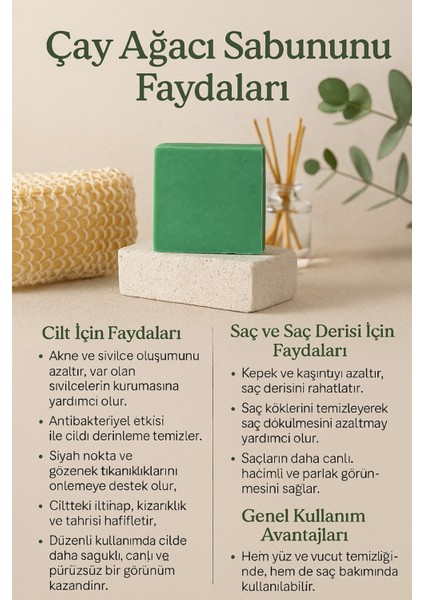 2 Adet Çay Ağacı Sabunu – Akne Karşıtı & Antiseptik Yüz Temizleme Sabunu 110G fırsatları