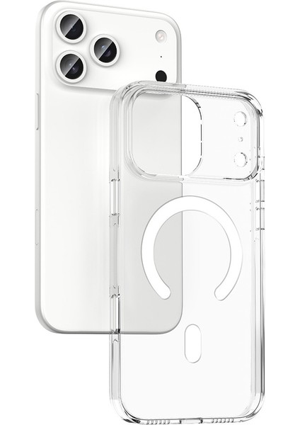 iPhone 17 Pro Max Kılıf M-Safe Şarj Özellikli Kamera Korumalı Klcr Kripto Kapak - Şeffaf