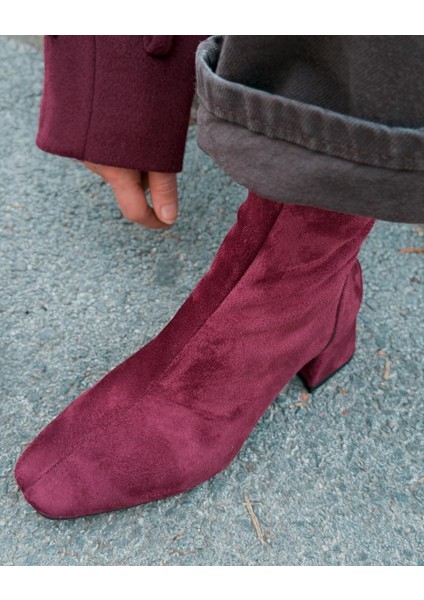 Jornel Kadın Topuklu Streç Bot Bordo Süet fiyatları