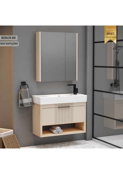Berlin 80 cm (Bölmeli) Kapuçino Banyo Dolabı
