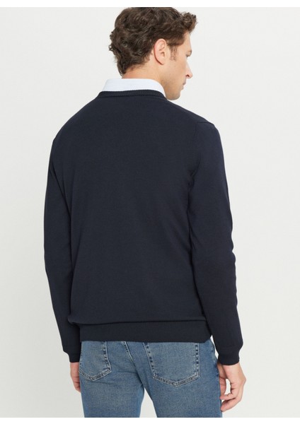 V Yaka Standart Lacivert Erkek Kazak ACE043261434_LAC indirimleri