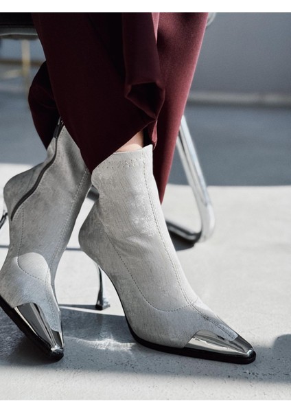 Rosavi Kadın Topuklu Streç Bot Gri Nubuk fiyatları