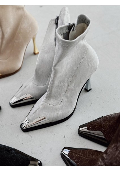 Rosavi Kadın Topuklu Streç Bot Gri Nubuk indirimleri