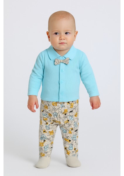 Pamuklu Erkek Bebek Köpek Figürlü Papyonlu 5 'li Takım 0 &12 Ay fırsatları