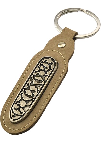 Kafkas Çerkes Desenli Anahtarlık Gerçek Deri