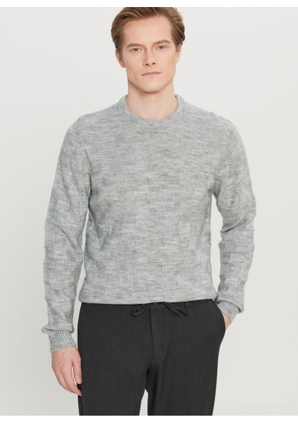 Bisiklet Yaka Standart Gri Melanj Erkek Kazak ACE049261483_GMJ