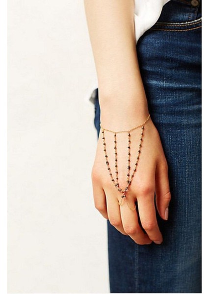 Zarif Kadın El Takısı Tasarımı Bileklik ve Yüzük