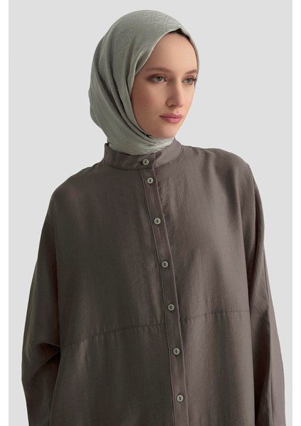 Boydan Düğmeli Rahat Kesim Pantolonlu Ikili Takım Kahverengi 25YT669 modelleri