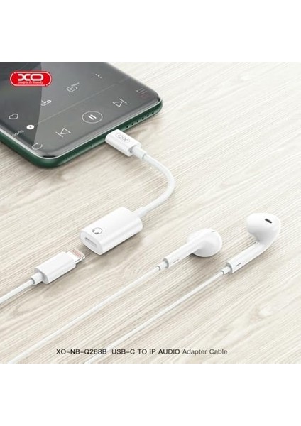 Xo Type-C To Lightning Hd Ses Adaptör Kablosu - Tak Çalıştır, Mikrofon ve Müzik Desteği, Hd Ses Kalitesi, Geniş Uyumluluk, Kablolu Kontrol, NB-R268B, ile Uyumlu, Beyaz modelleri