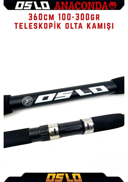 Kendo Sea Power 6000 360CM 100-300GR Oslo Anaconda Profesyonel Sazan Kıyı Olta Takımı Seti indirimleri