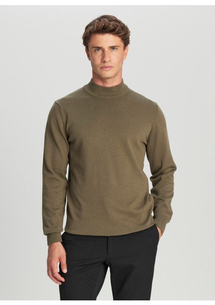 Yarım Balıkçı Yaka Standart Haki Erkek Kazak ACE043261438_HAK