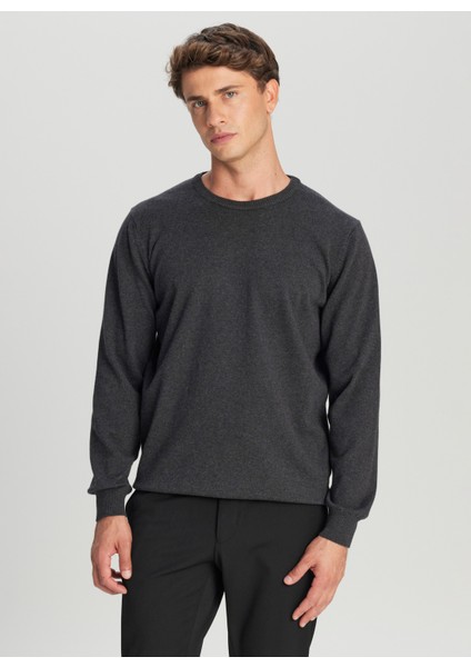 Bisiklet Yaka Standart Antrasit Melanj Erkek Kazak ACE043261432_ANM