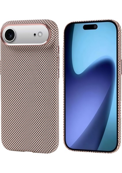 iPhone 17 Air Kılıf M-Safe Şarj Özellikli Karbon Fiber Görünümlü Klcr Nekst Kapak - Gold