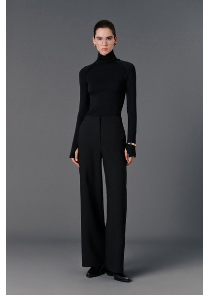 Yüksek Bel Düz Kesim Pantolon