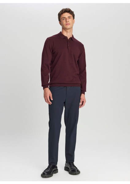 Polo Yaka Standart Bordo Erkek Kazak ACE043261436_BRD fiyatları