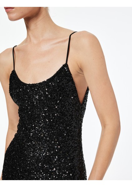 Ip Askılı U Yaka Pullu Payetli Midi Abiye Elbise indirimleri