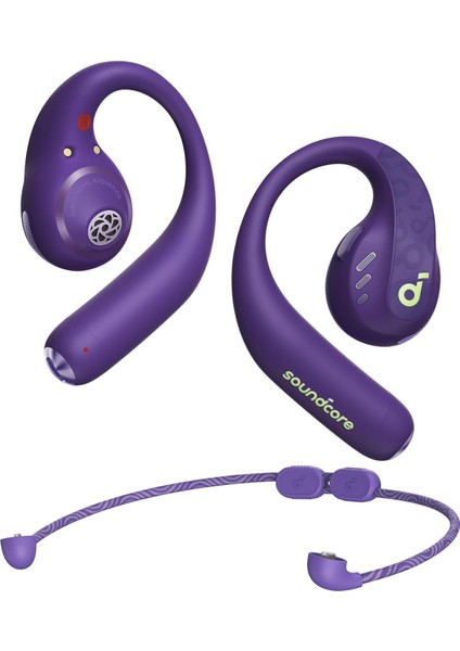 By Aerofit Pro, Güvenli Uyum, Ergonomik Tasarım, Ldac ile Zengin Ses, Bluetooth 5.3, Ipx5 Suya Dayanıklı, 46 Saat Çkablosuz Kulaklıklar, Mor