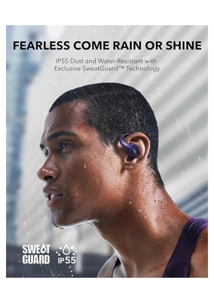 By Aerofit Pro, Güvenli Uyum, Ergonomik Tasarım, Ldac ile Zengin Ses, Bluetooth 5.3, Ipx5 Suya Dayanıklı, 46 Saat Çkablosuz Kulaklıklar, Mor modelleri