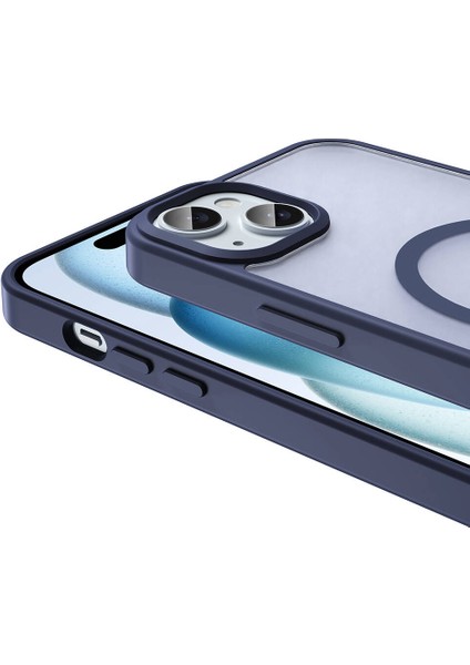 iPhone 15 Plus Kılıf M-Safe Şarj Özellikli Mat Arka Yüzey Klfs Sio Kapak - Kahverengi