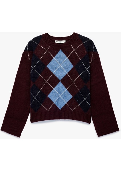 x Melis Ağazat - Uzun Kollu Bisiklet Yaka Baklava Desenli Triko Kazak modelleri