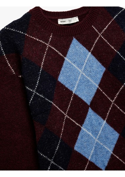 x Melis Ağazat - Uzun Kollu Bisiklet Yaka Baklava Desenli Triko Kazak indirimleri